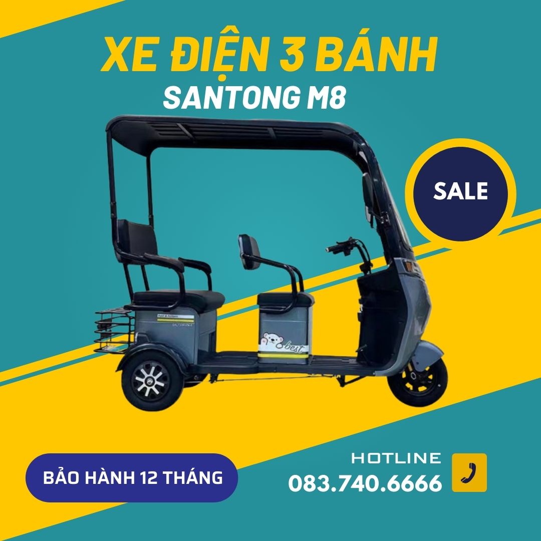 XE ĐIỆN 3 BÁNH SANTONG M8